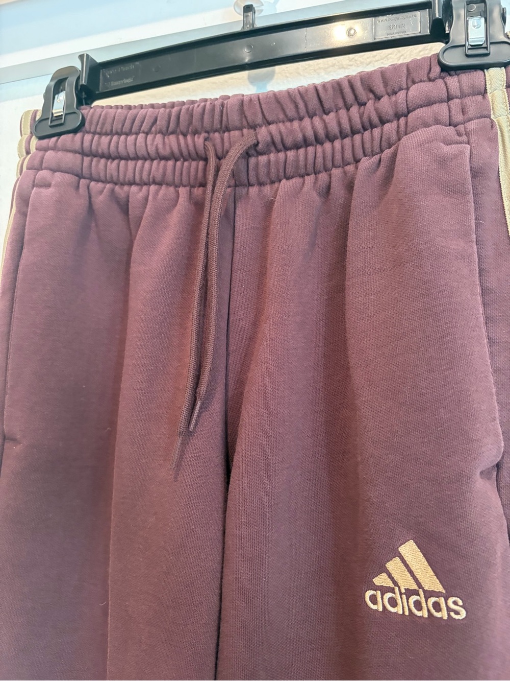 adidas Men's Brown/Maroon Track Pants with Beige Stripes - Picture 7 of 9